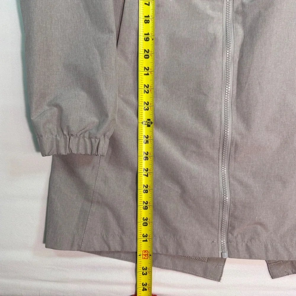 Mondetta Womens Hooded Rain Parka Jacket Taupe Full Zip Mesh Lined Small